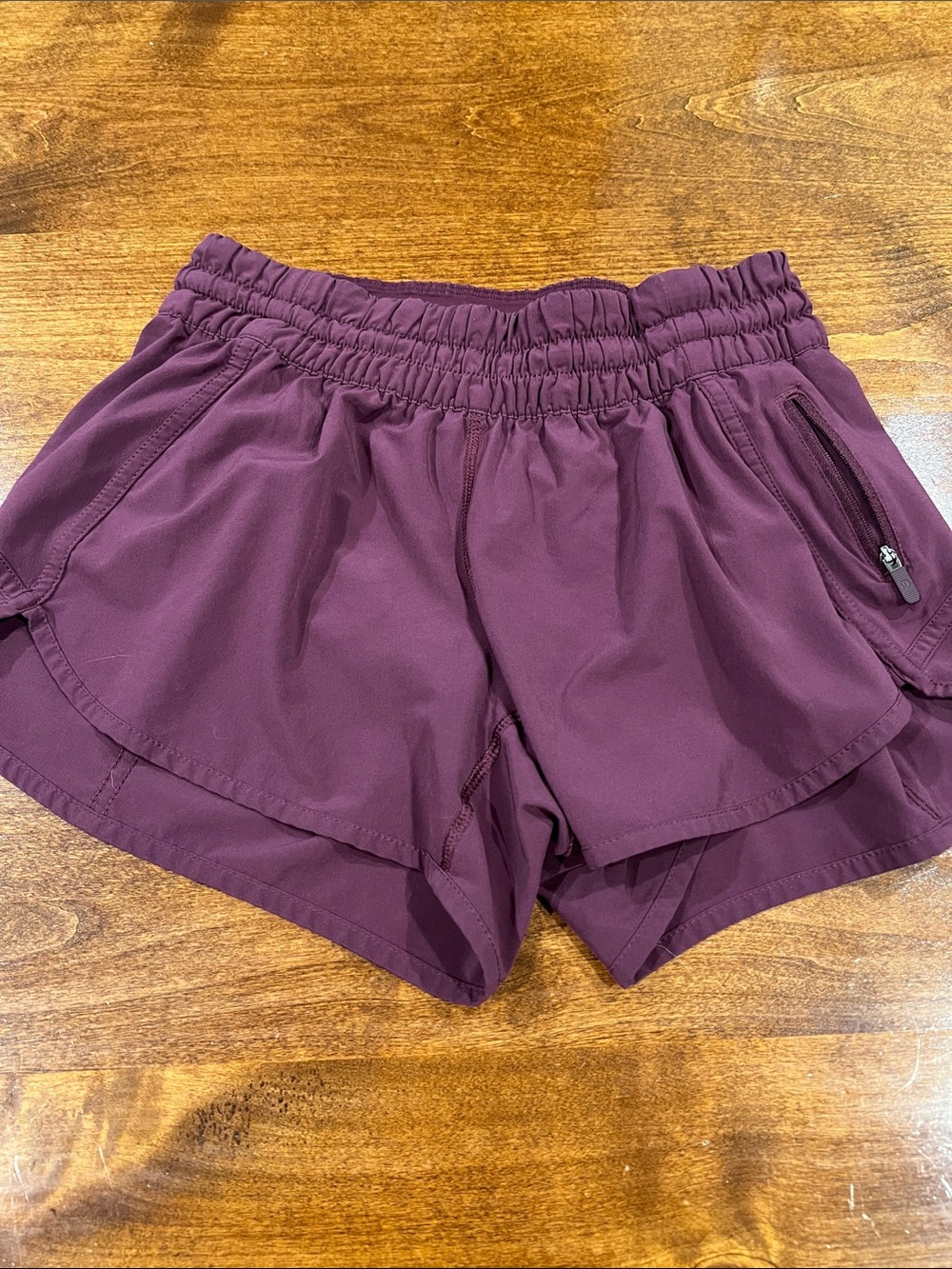 lululemon athletica Plum Running Shorts with Zip Pocket